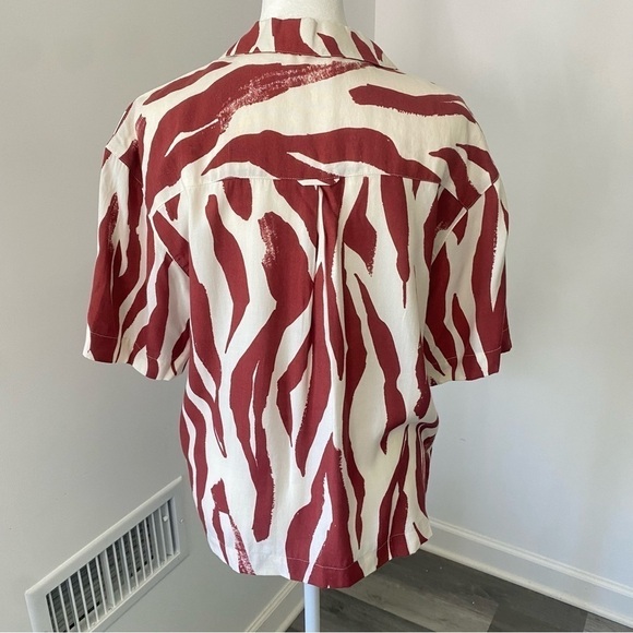 ANINE BING Benji Zebra Print Button Down Short Sleeve Top XS - Picture 9 of 11